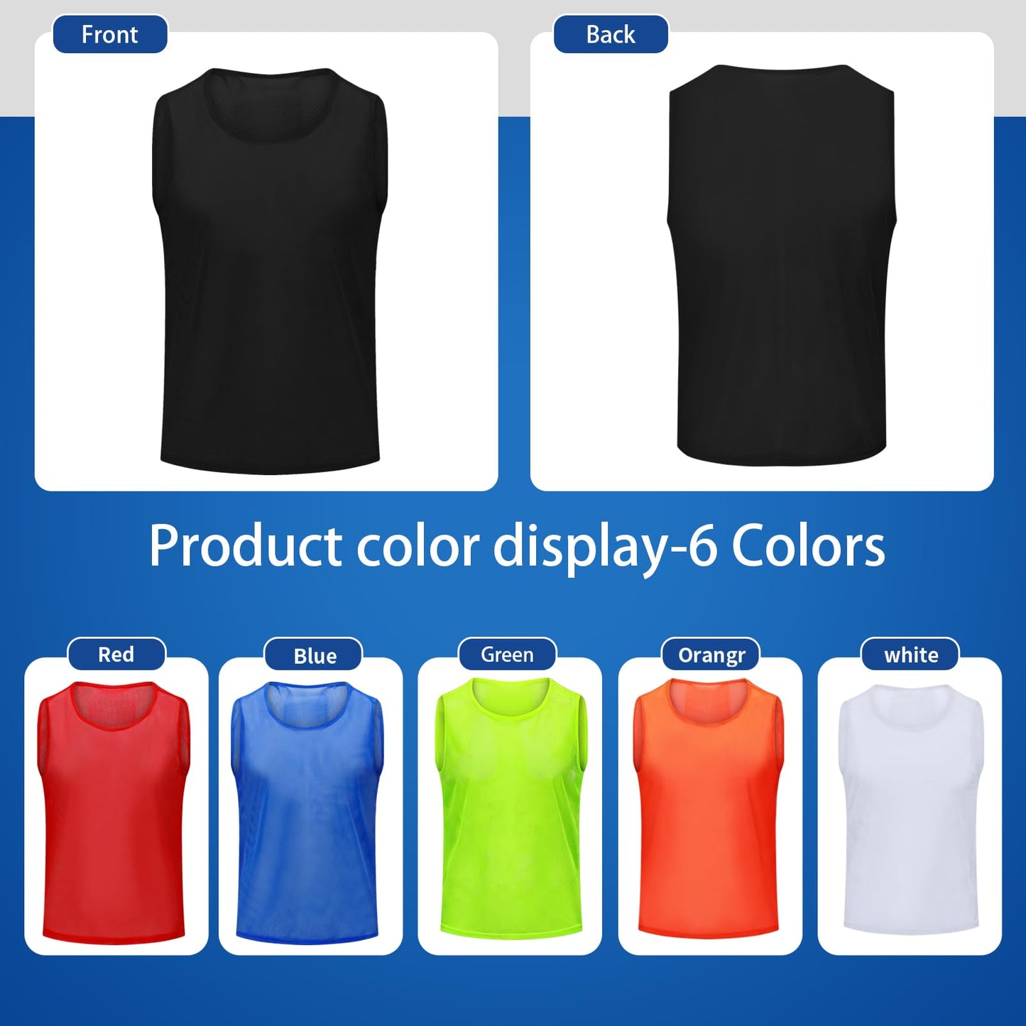 Antoyo 12/24/48Pcs Soccer Pinnies Youth, Scrimmage Team Practice Vests