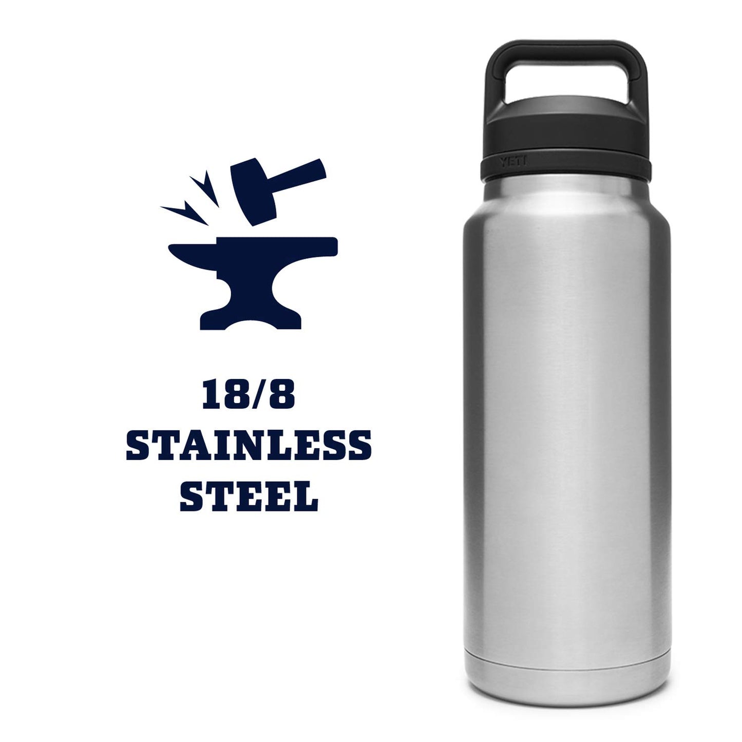 YETI Rambler 36 oz Bottle, Vacuum Insulated, Stainless Steel with Chug Cap, Stainless