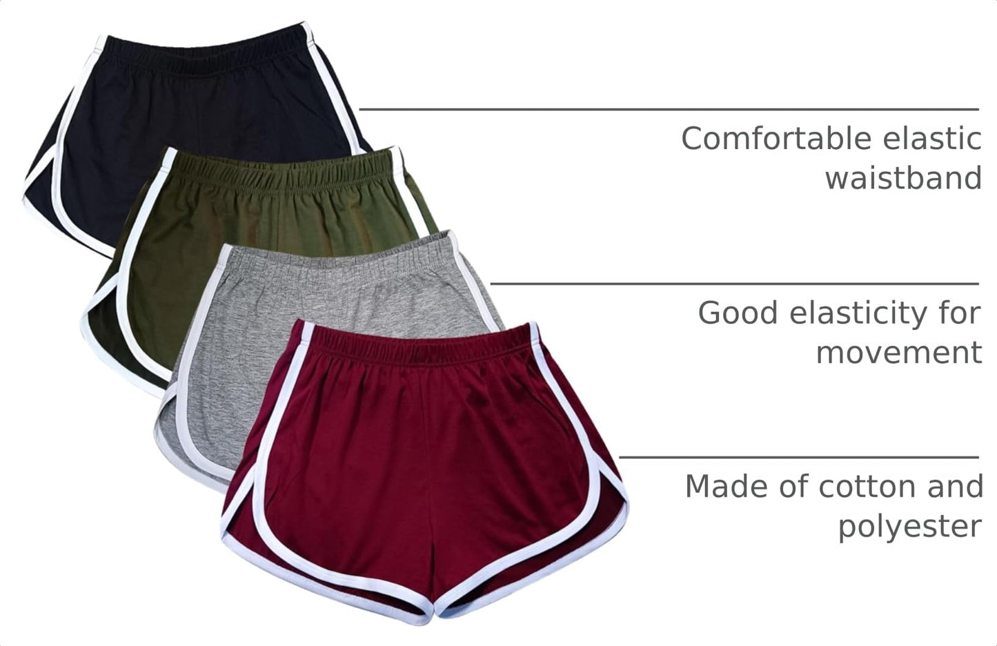 Cameway 4 Pack Women's Cotton Yoga Dance Short Pants Sport Shorts Summer Athletic Cycling Hiking Sports Shorts XXXL Black