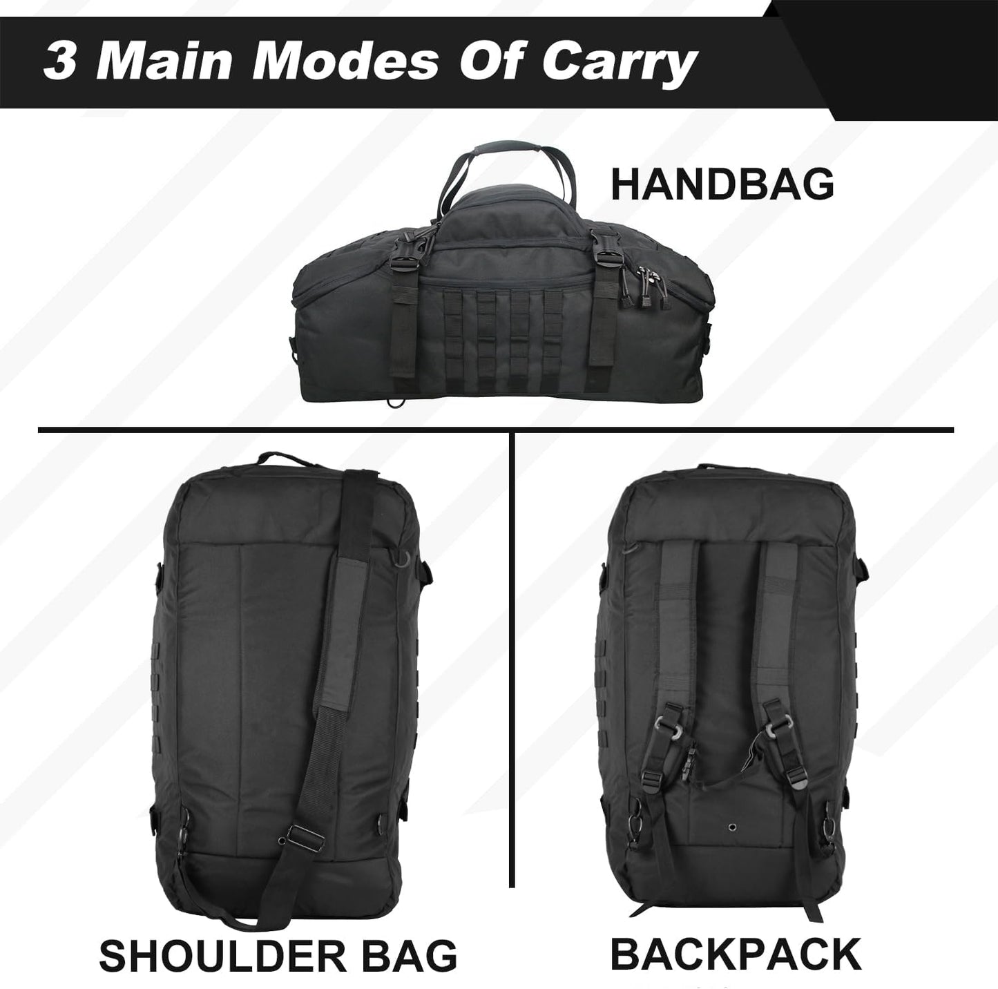 3 In 1 Military Backpack - Versatile Travel Duffle Bag for Gym & Weekend Adventures | Durable & Spacious