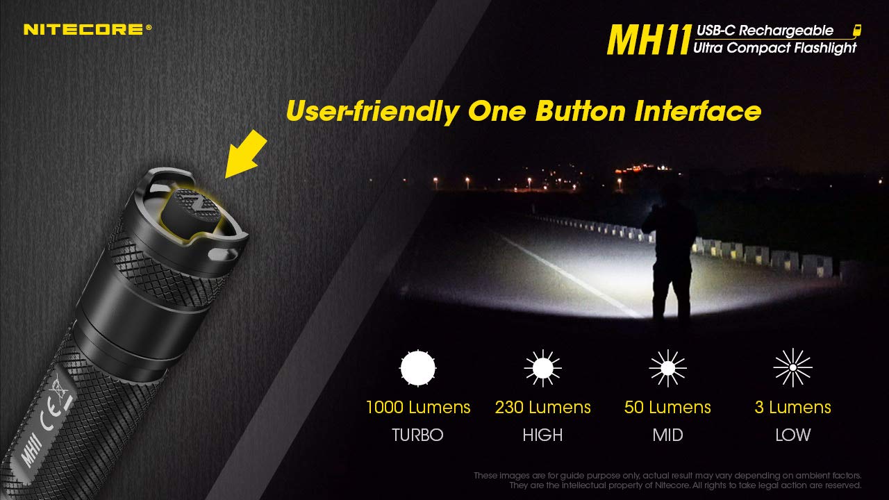 Nitecore MH11 Rechargeable Flashlight, 1000 Lumen LED EDC Compact Pocket Light