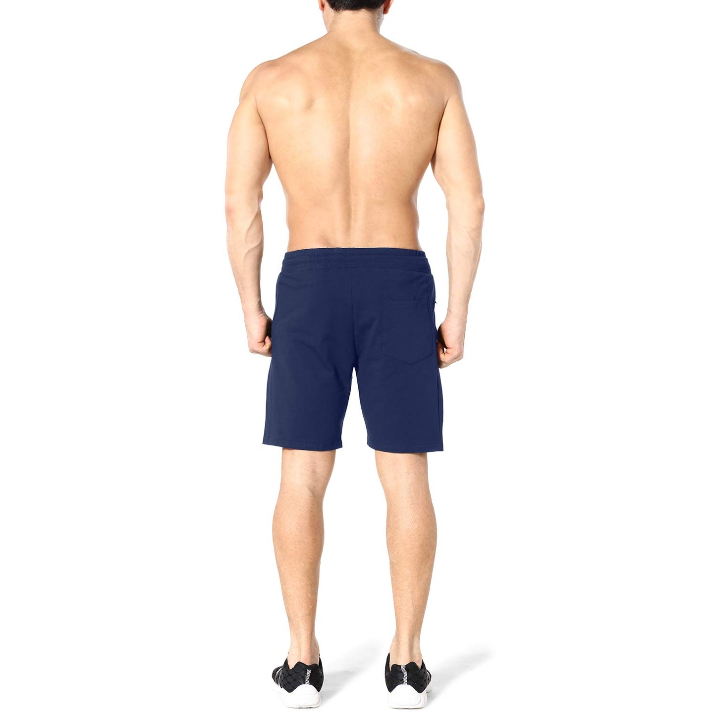 ZENWILL Mens Gym Running Shorts, Workout Athletic Bodybuilding Fitness Shorts with Zip Pockets (Small, Navy)