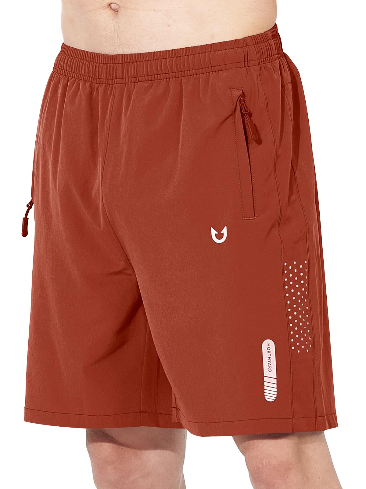 NORTHYARD Men's Athletic Running Shorts Gym Workout 7"/9"/5" Quick Dry Lightweight Sports Basketball Tennis 3 Zipper Pockets REDCLAY S