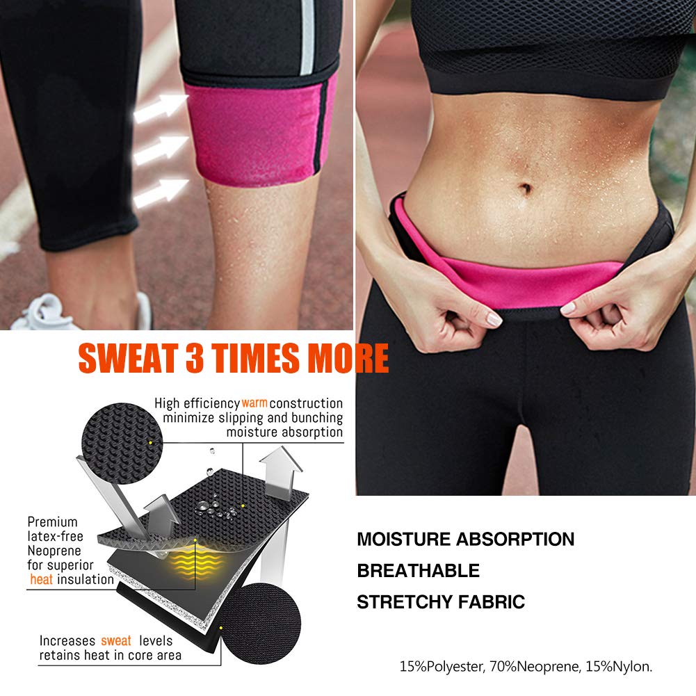 NonEcho Women Neoprene Sauna Sweat Pants High Waist Workout Leggings Tummy Control Fitness Tights with Side Pocket