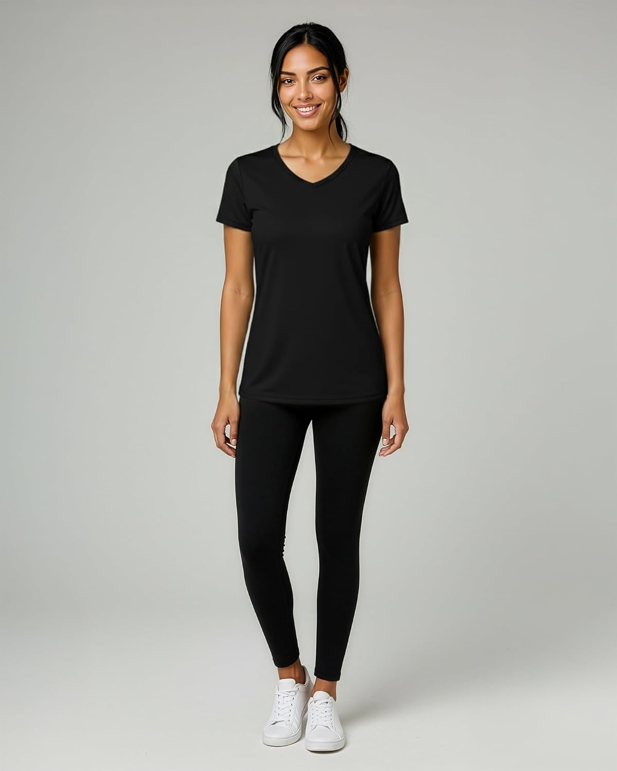 Women's Dry-Fit V-Neck T-Shirt - 5 Pack Workout & Yoga Tops | Plus Size Options Available