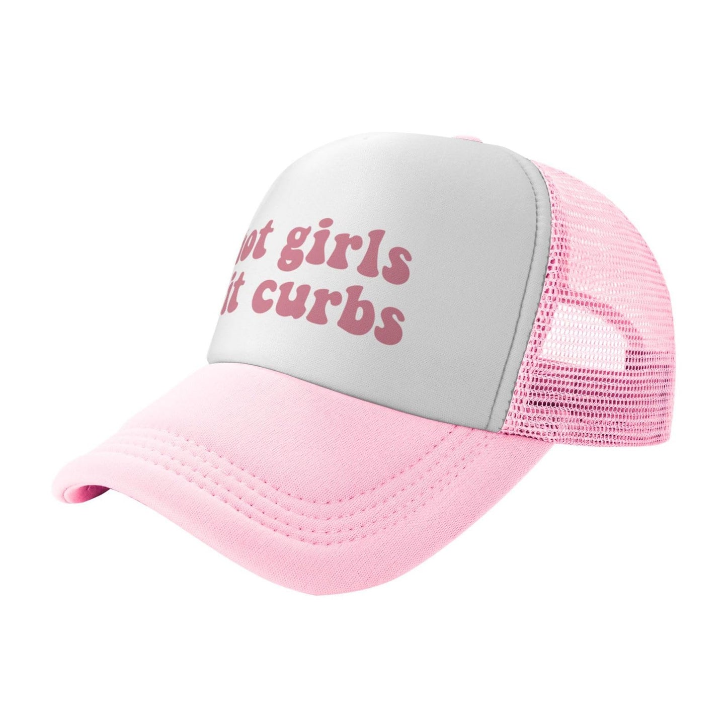 Generic Hot Girls Hit Curbs Trucker Hats for Women Pink Men Vintage Trucker Pink Hats for Men