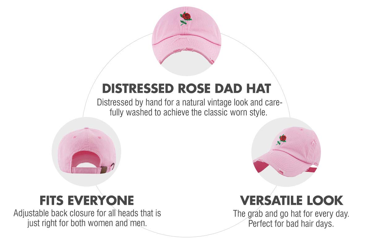 KBETHOS KBSV-124V PNK Rose Flowers Love Good Vibes Men Women Dad Hat Baseball Cap Adjustable Unisex