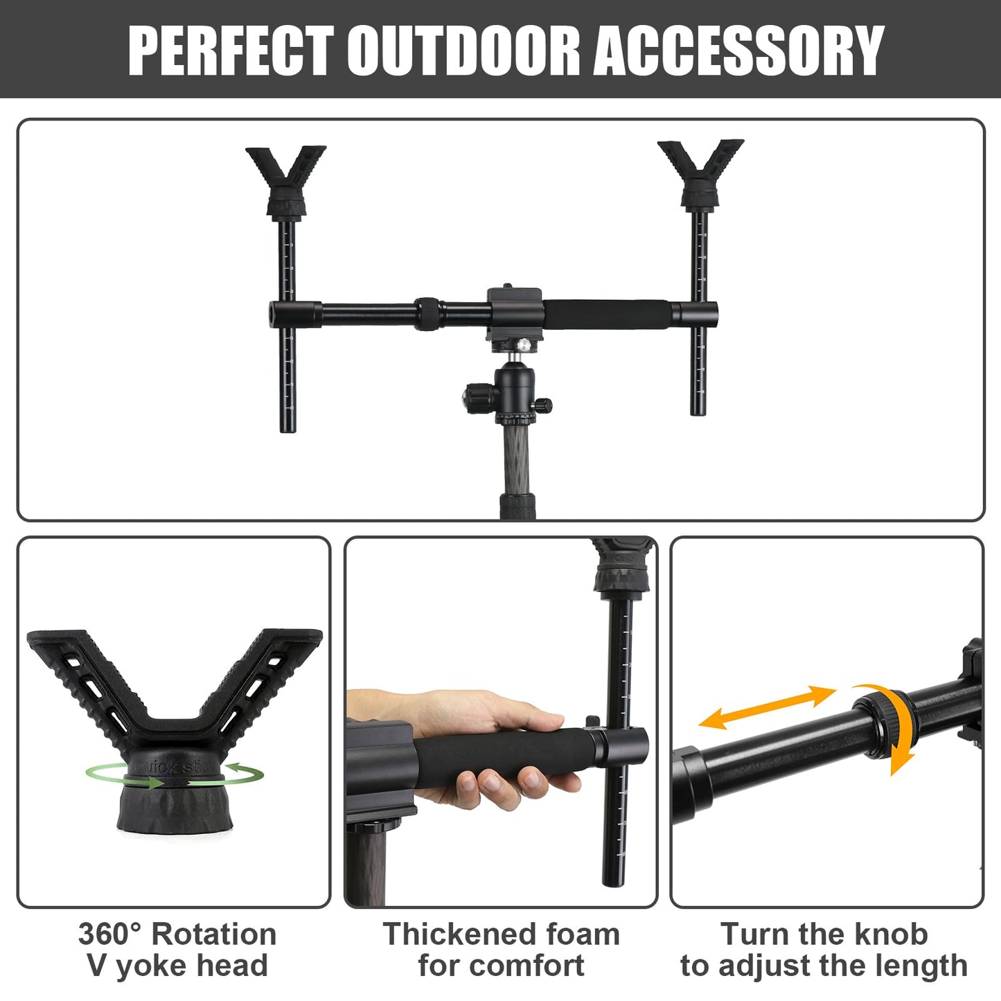 HUNTPAL Gun Rifle Shooting Rest, Aluminum Frame with Dual V Yoke Head