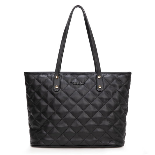 Montana West quilted black tote bag for women large tote purse for women shoulder bag womens handbags hobo purse with top zipper MWC-084BBK
