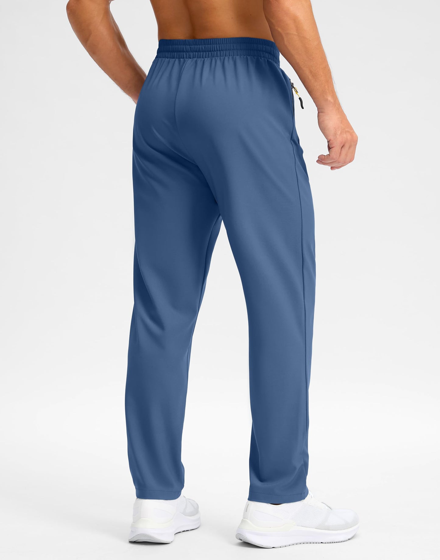 Pudolla Athletic Sweatpants for Men Water Resistant Quick Dry Hiking Running Sweatpants with Zipper Pockets(Blue M)