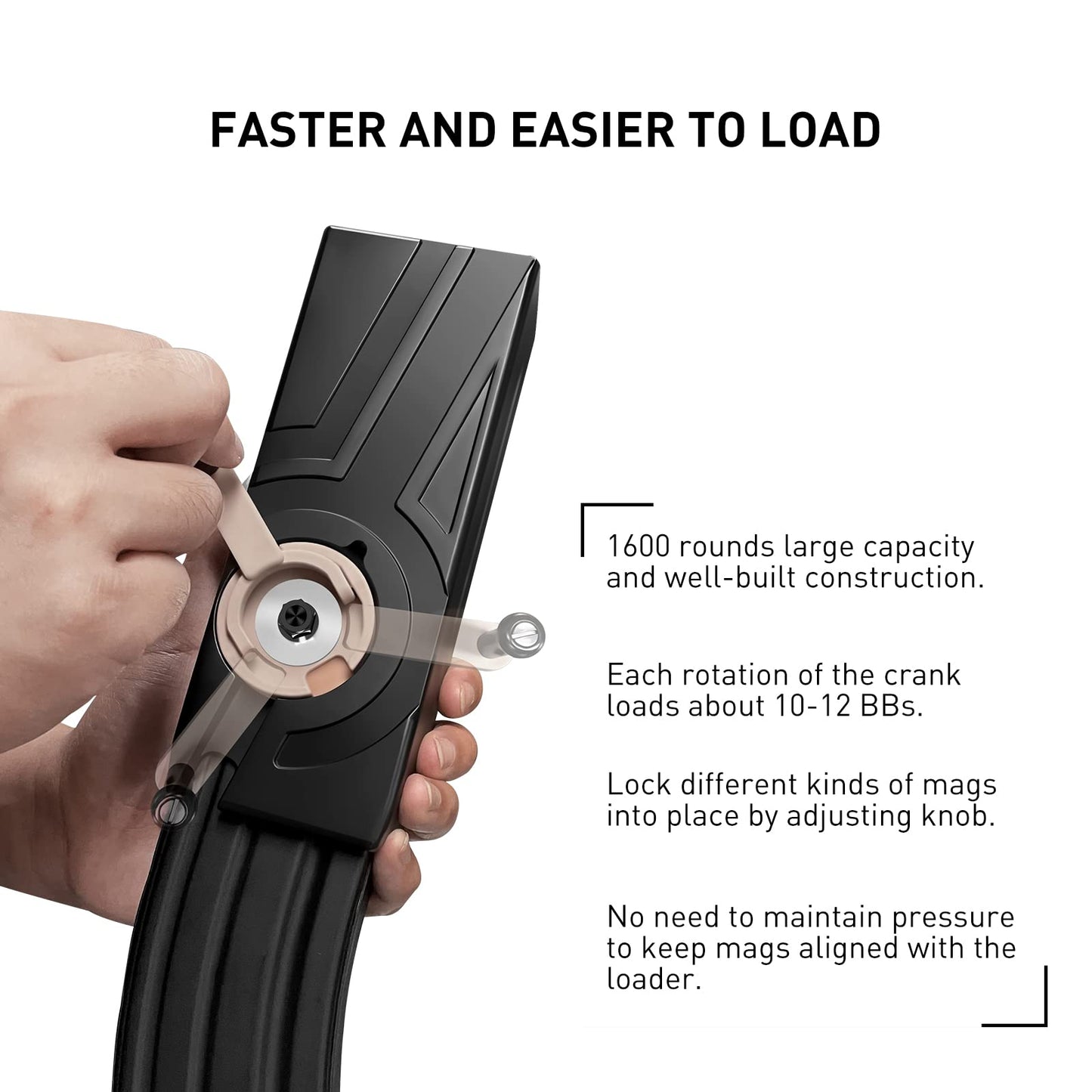 Universal Airsoft Speed Loader for 6mm BBS, 1600-Round Large Capacity Speed Loader for AEG/SMG Airsoft Mid-Cap and Hi-Cap Mags, Compatible with M4/M16/AK/MP5/G3/G36/SCAR Series Airsoft Magazines