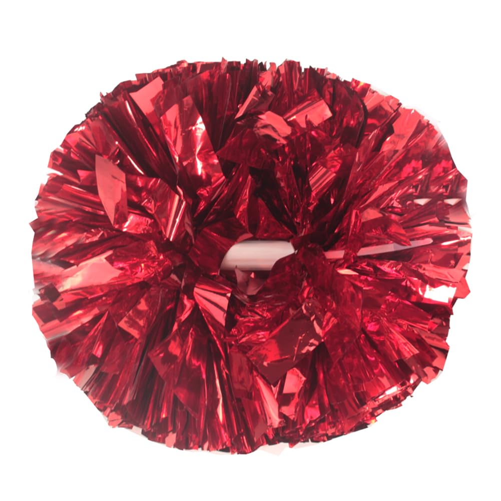 Hooshing 2PCS Red Pom Poms Cheerleading with Baton Handle for Team Spirit Sports Dance Cheering