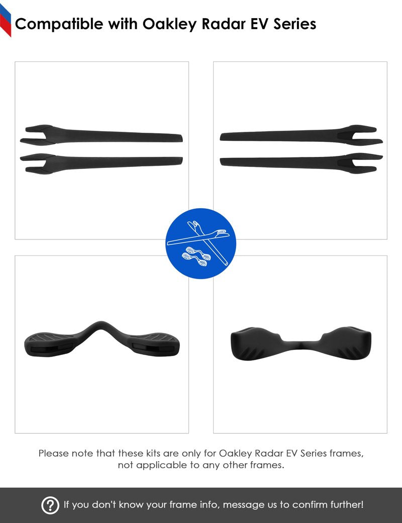 BLAZERBUCK Replacement Sock Kits Earsocks & Nosepieces for Oakley Radar EV Series Sunglasses - Black