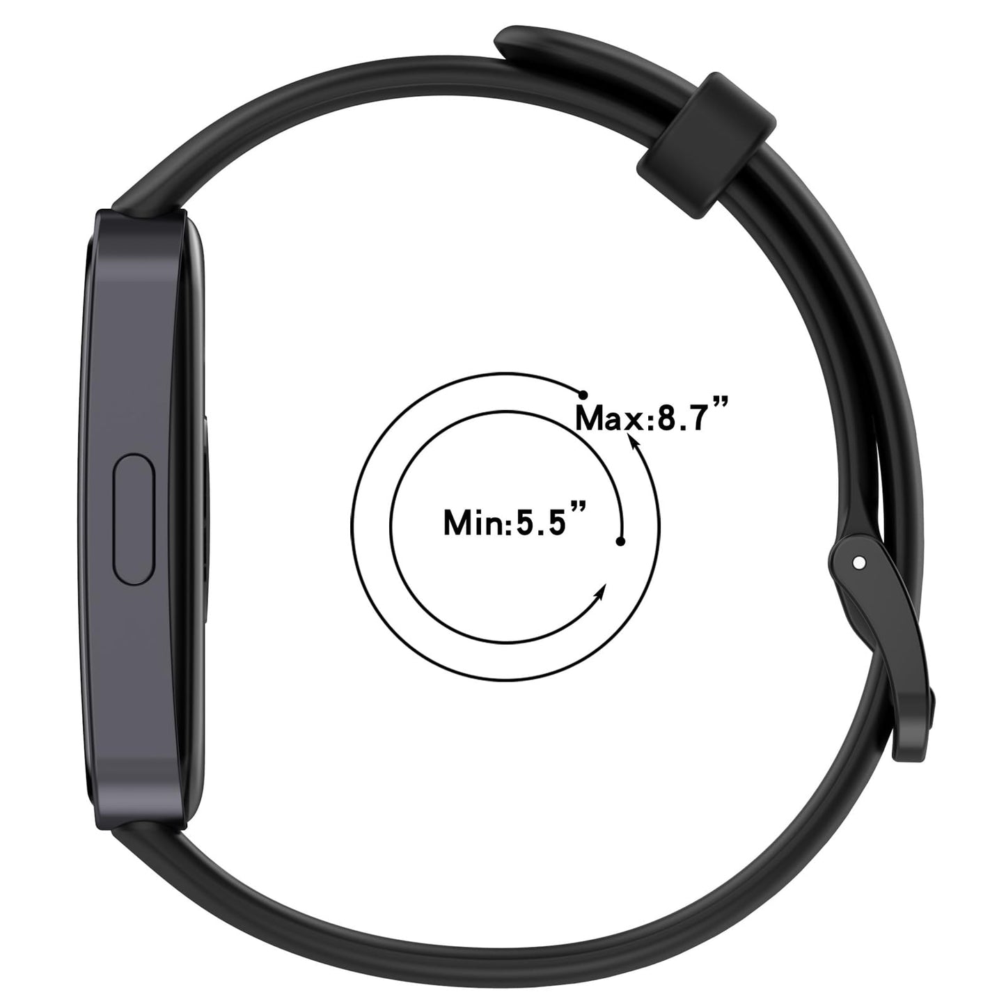 AWADUO Replacement Silicone SmartBand Compatible with Huawei Band 9/9 NFC/ 8/NFC Wrist Strap Bracelet Bands, Soft And Durable(Black/Metal Head)