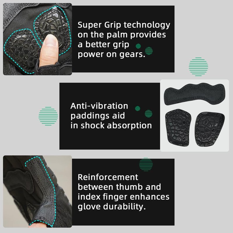 Seibertron T.T.F.I.G 2.0 Men's Gloves Flexible Rubber Knuckle Protective for Hunting Hiking Motorcycle Motorbike Riding Outdoor Work Gloves Black M