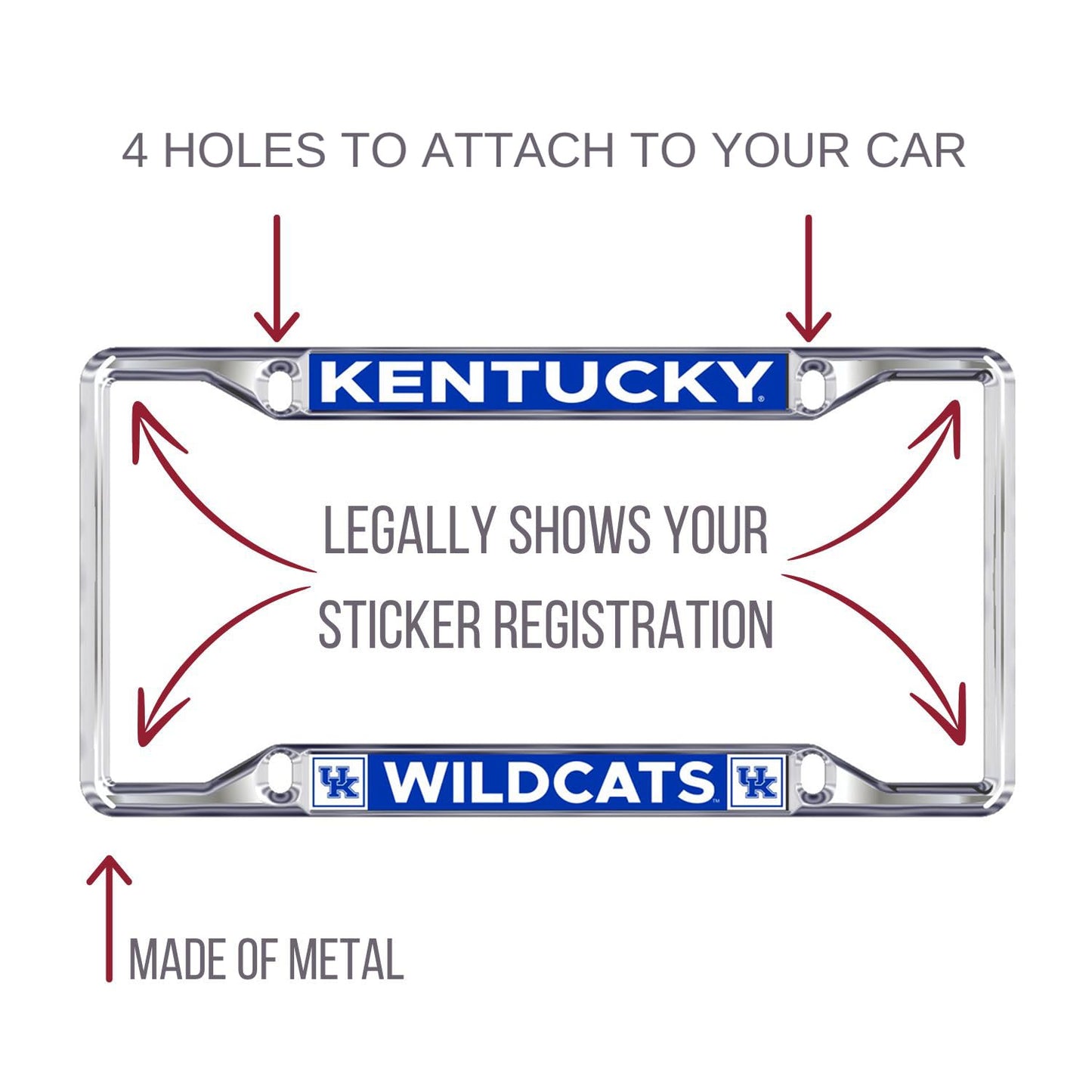 Decorvo Kentucky License Plate Frame - University of Kentucky Wildcats Car Truck Accessory