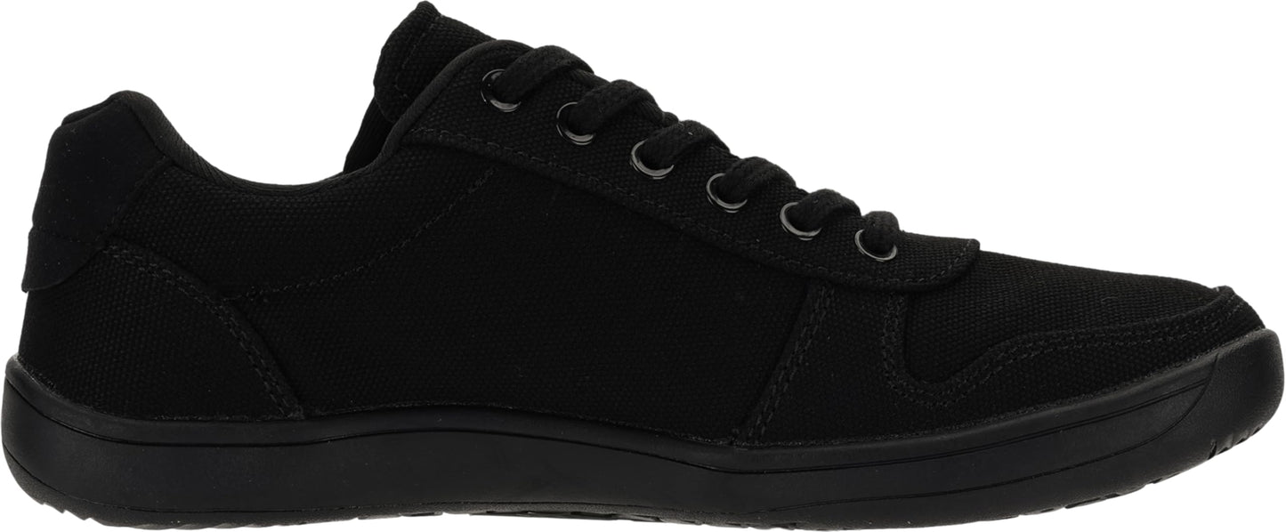 WHITIN Wide Toe Box Barefoot Sneakers for Women Canvas Minimalist Fashion Zero Drop Sole Shoes Size 7 Walking Training All Black 38