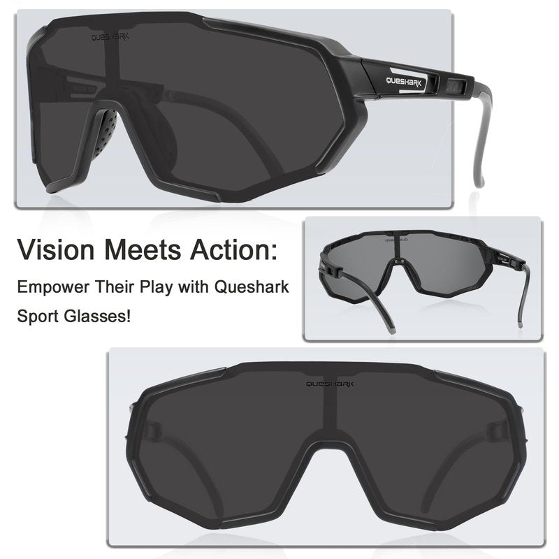 Queshark Kids Sunglasses Polarized, Youth Baseball Sunglasses for 8-16 Boys Girls, Kids Sport Glasses for Cycling Baseball