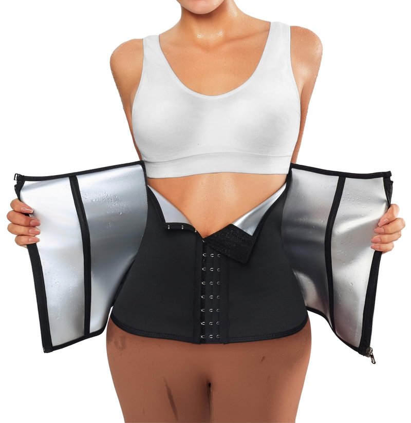 TIMESEEK Women's Sauna Suit Waist Trainer, Double Closure Waist Trimmer Belt, Adjustable Tummy Control Shapewear for Workout