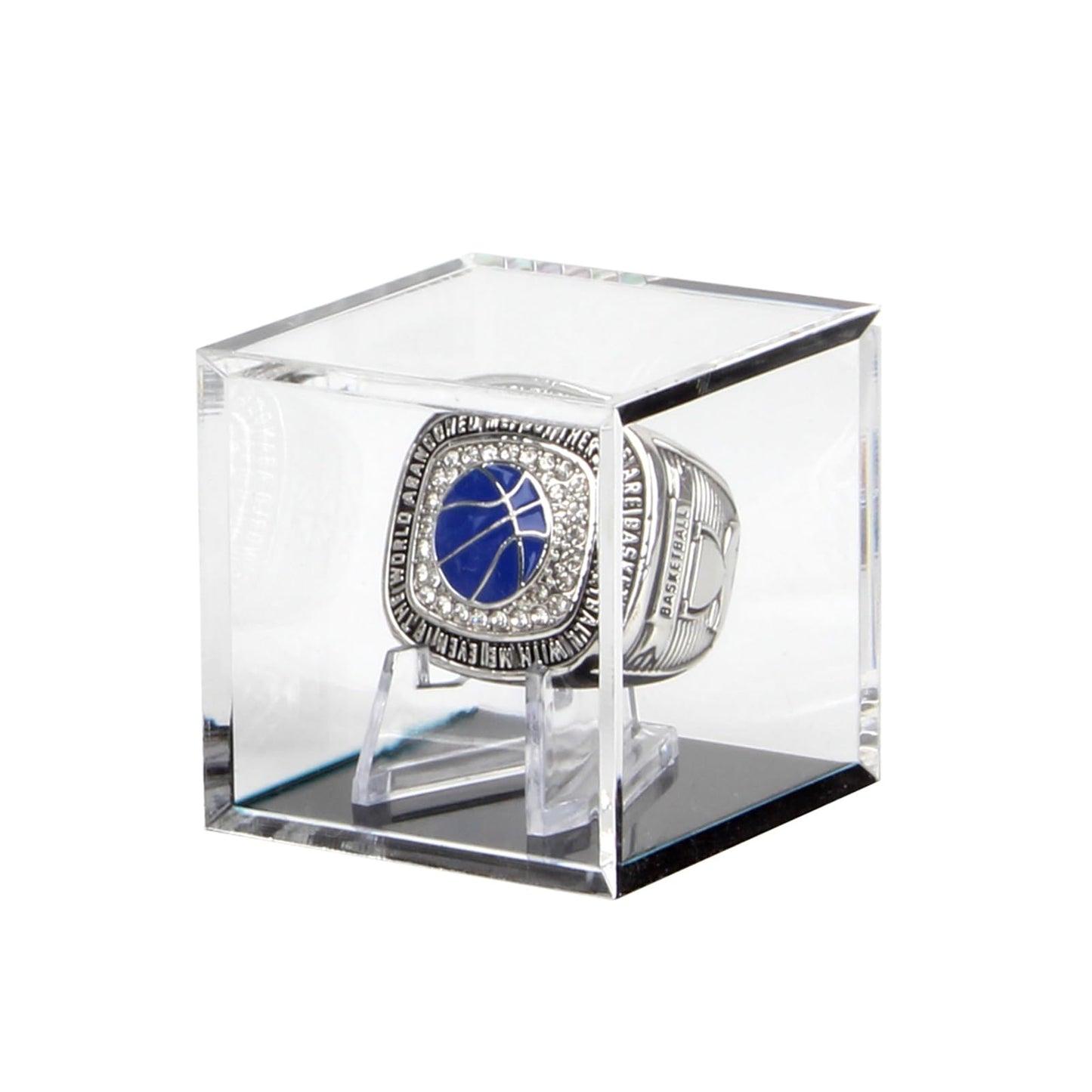 Kcgani Clear Championship Ring Holder Box, Acrylic Championship Ring Holder Box, Clear Acrylic Display Easel Display Case and Holder for Baseball Softball Football Tournament Cheer Leading Rings