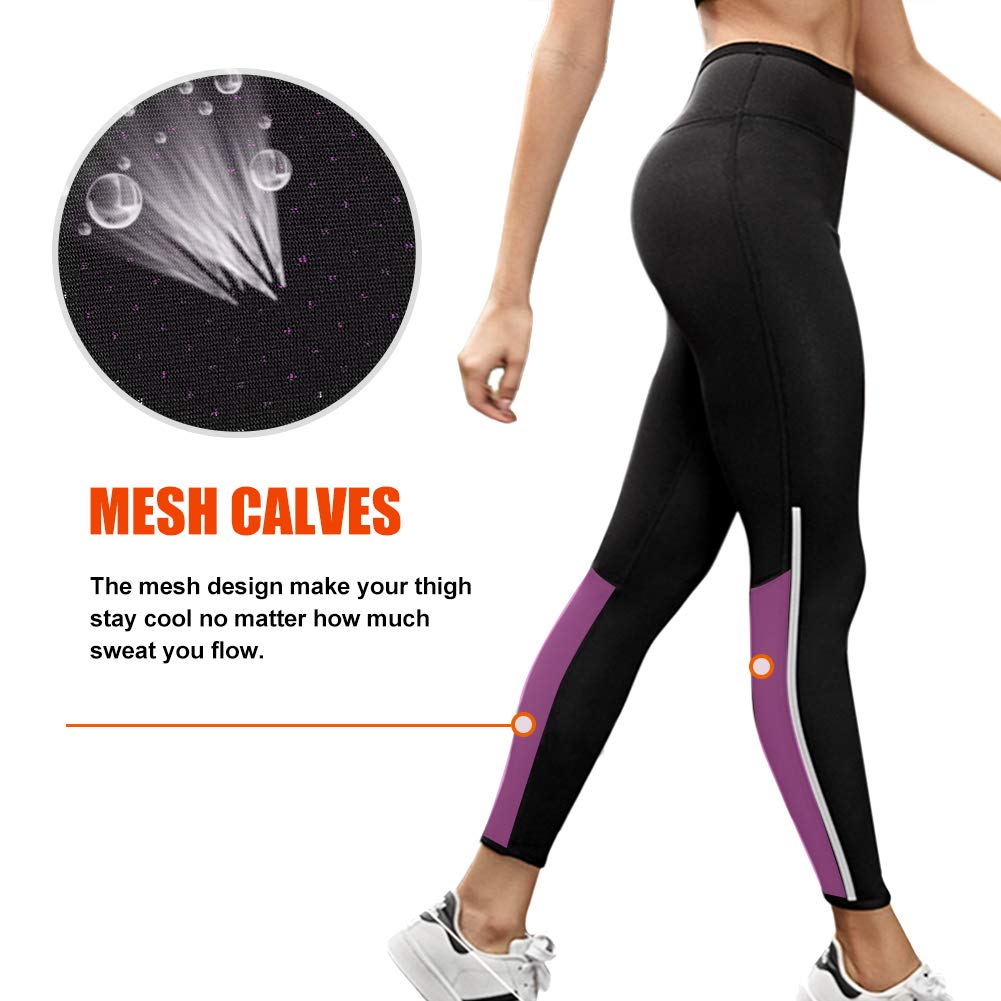 NonEcho Women Neoprene Sauna Sweat Pants High Waist Workout Leggings Tummy Control Fitness Tights with Side Pocket