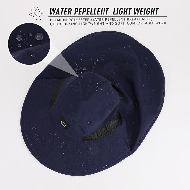 Outdoor Sun Hat - UPF50+ Protection Safari Cap for Men & Women | Wide Brim Mesh Fishing Hat with Neck Flap