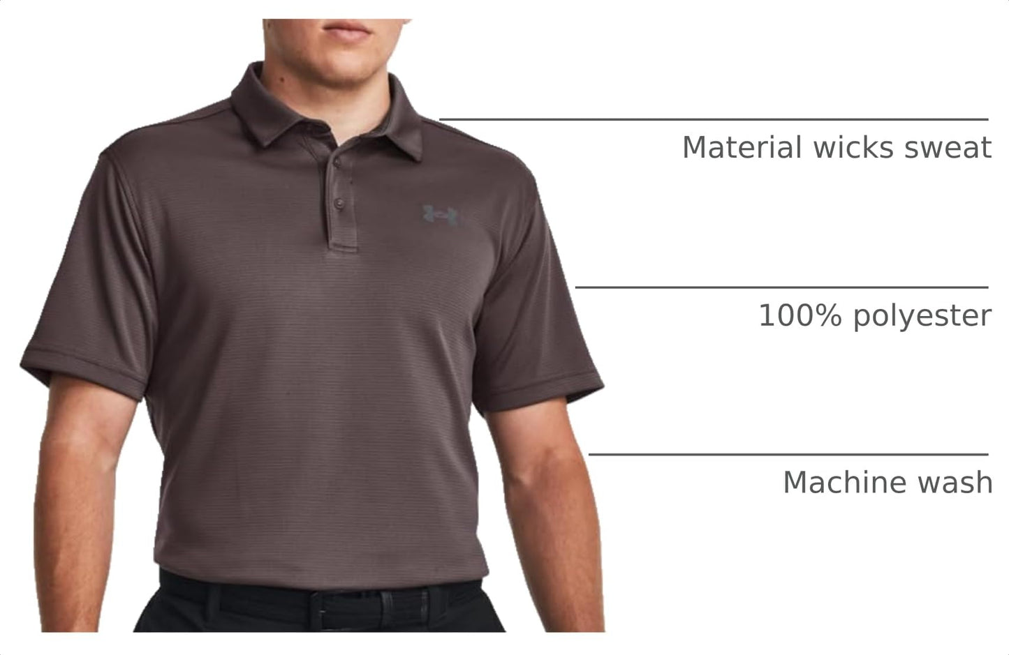 Under Armour Men's Tech Golf PoloDISC, (057) Ash Taupe / / Pitch Gray, X-Small