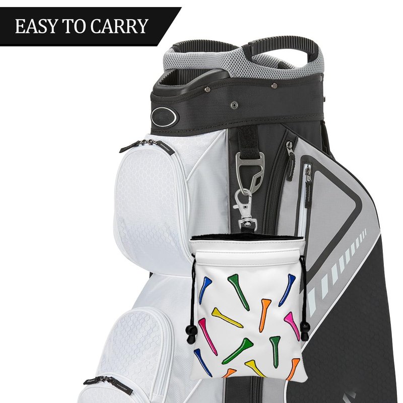 montela golf Valuables Pouch,Golf Bag Pouch with Drawstrings Golf Tee Bag Leather Golf Tee Pouchs for Men Women (Colorful Tee)