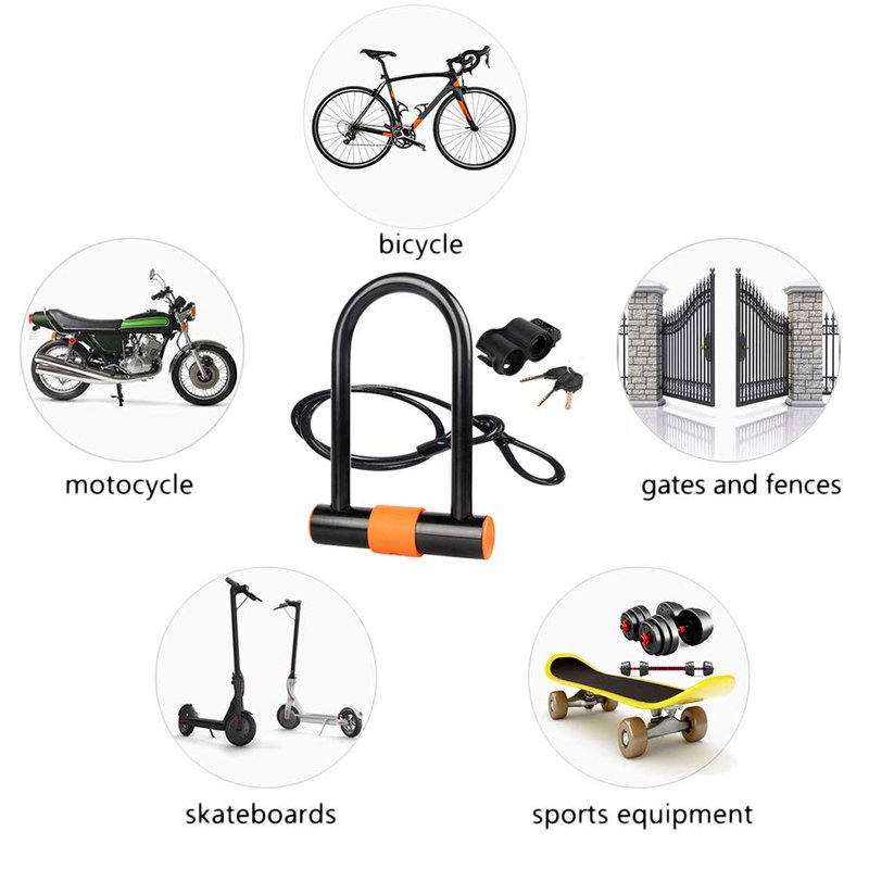 Efoxcity Heavy Duty Bicycle U-Lock with Mounting Bracket for Road/Mountain/Folding Bike/Motorcycle