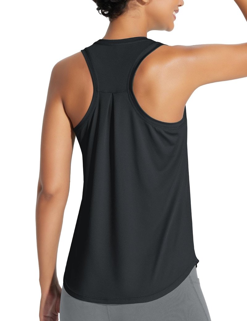 baleaf Workout Tank Tops for Women Sleeveless Athletic Top Loose Fit Running Shirts High Neck Yoga Gym Clothes White M