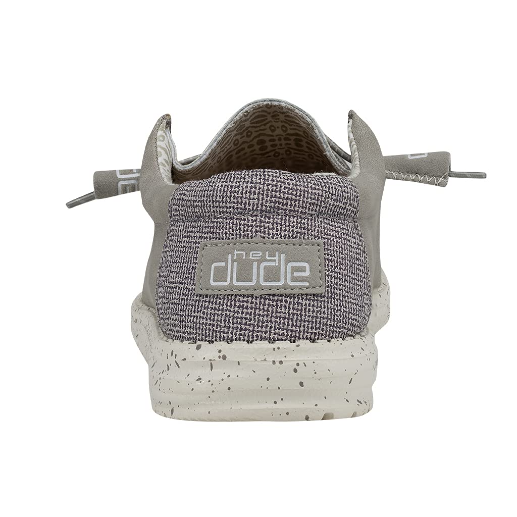 HEYDUDE Men's Wally Recycled Leather Silver Birch Size M9 | Men’s Shoes | Men's Lace Up Loafers | Comfortable & Light-Weight