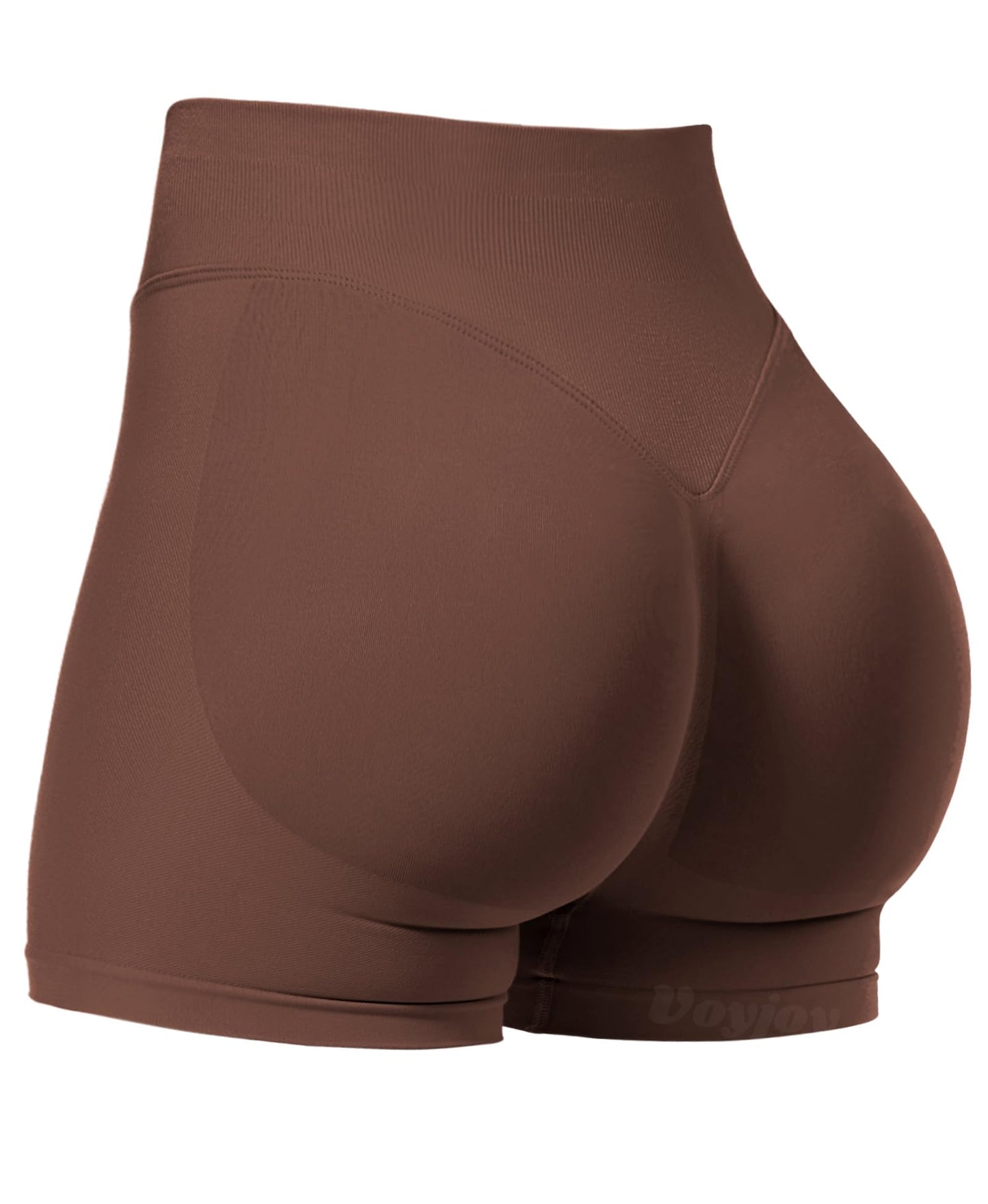 VOYJOY Women Workout Impact Shorts 2.5"/ 3.6"/ 4.5"/ 6" Scrunch Butt Lifting Gym Seamless Booty Biker Shorts Deep Brown