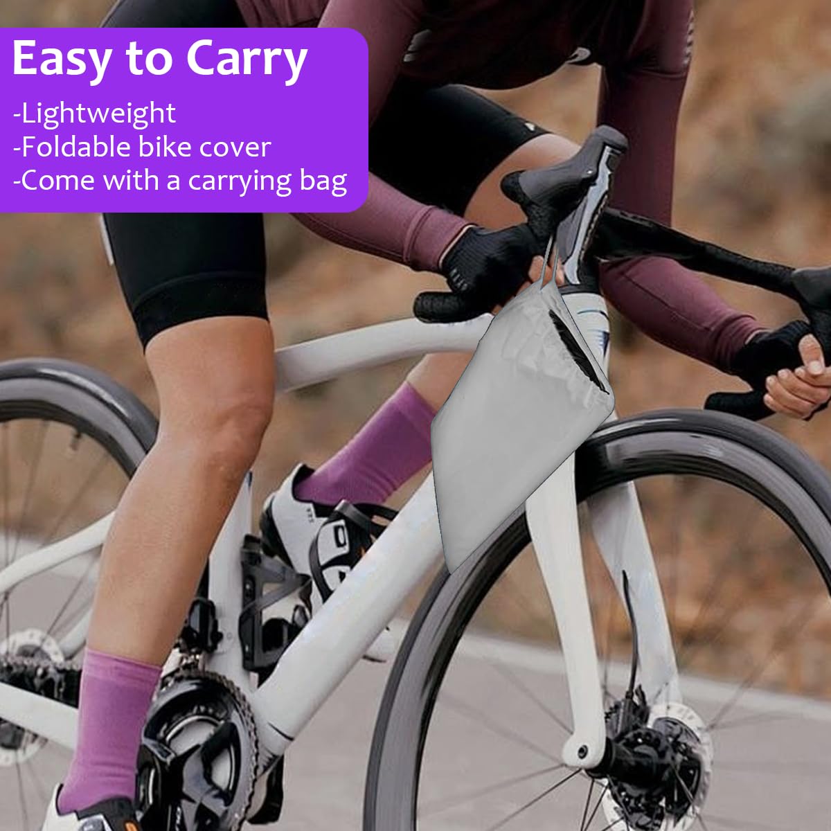 Upgraded Heavy Duty Bicycle Cover for 1-2 Bikes, Waterproof Outdoor Storage - Ripstop & UV Protection Bike Tarp for Mountain, Road, Electric Bike - Windproof Buckle & Lock Hole Design