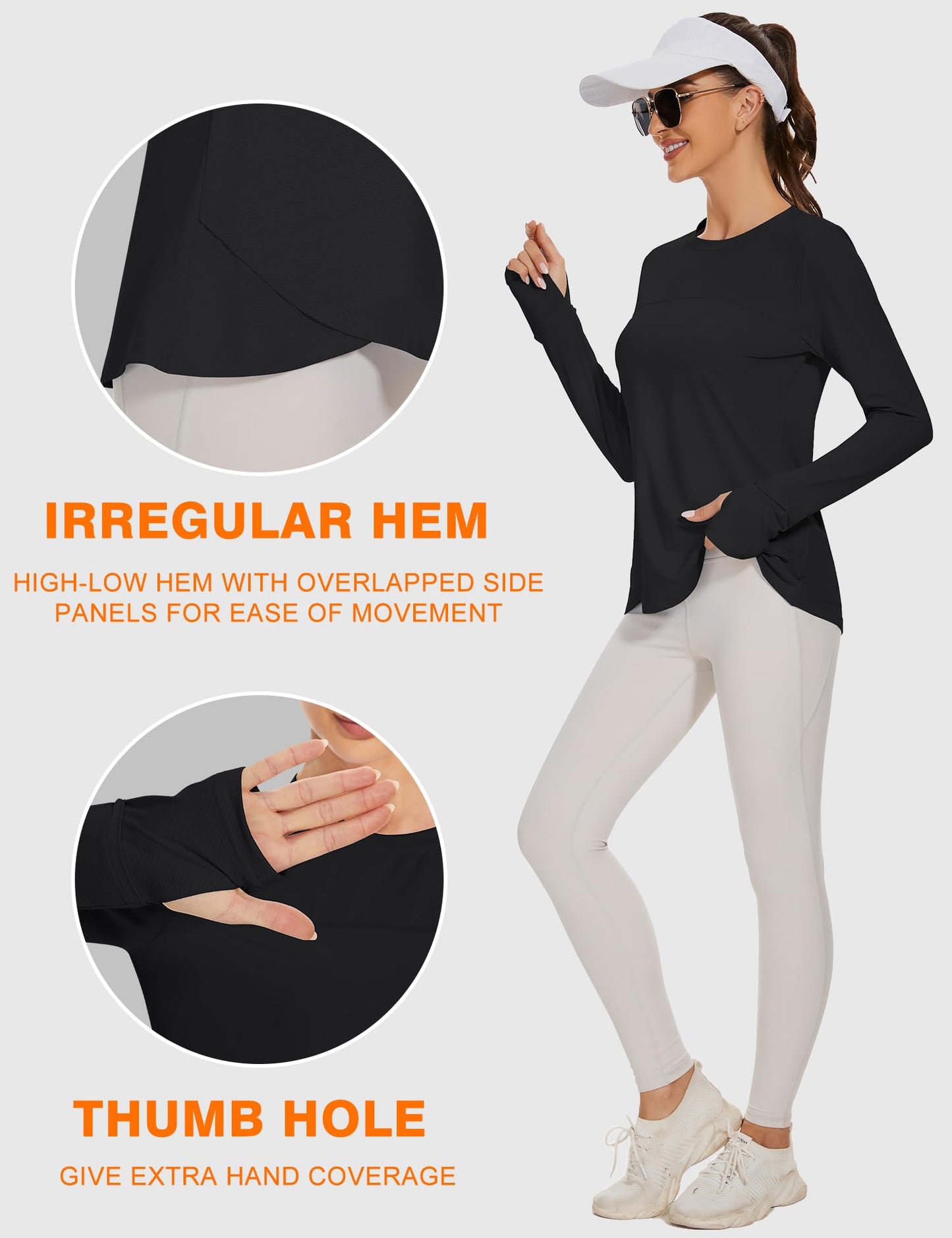 Blingfit Women's Workout Tops Long Sleeve Running Hiking Athletic Gym Shirts Lightweight UPF50+ UV Rash Guard Sun Protection