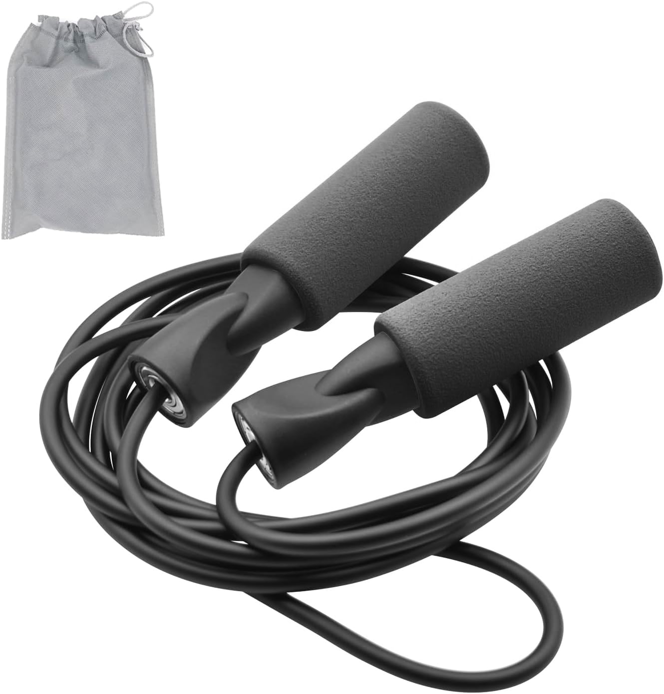 FEELCAT Speed Jump Rope, Adjustable Length, Training Equipment for Boxing, MMA, Martial Arts, Fitness Workout (Black)