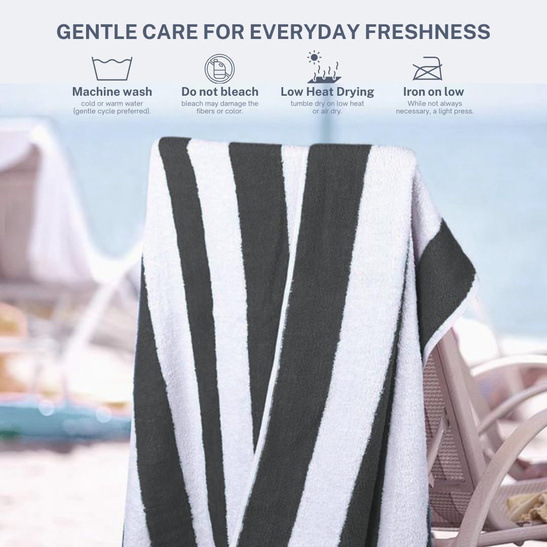 Oversized Cotton Turkish Beach Towel - Quick Dry, Absorbent | 30"x60", Cabana Mix, 4 Pack