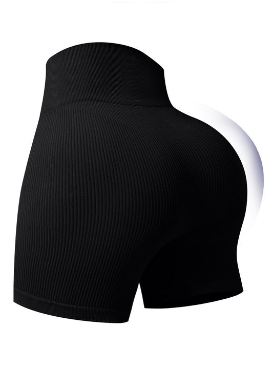Zorwea Women's Ribbed Seamless Biker Shorts, High Waist Yoga Shorts, Tummy Control Athletic Workout Shorts for Gym Fitness Black