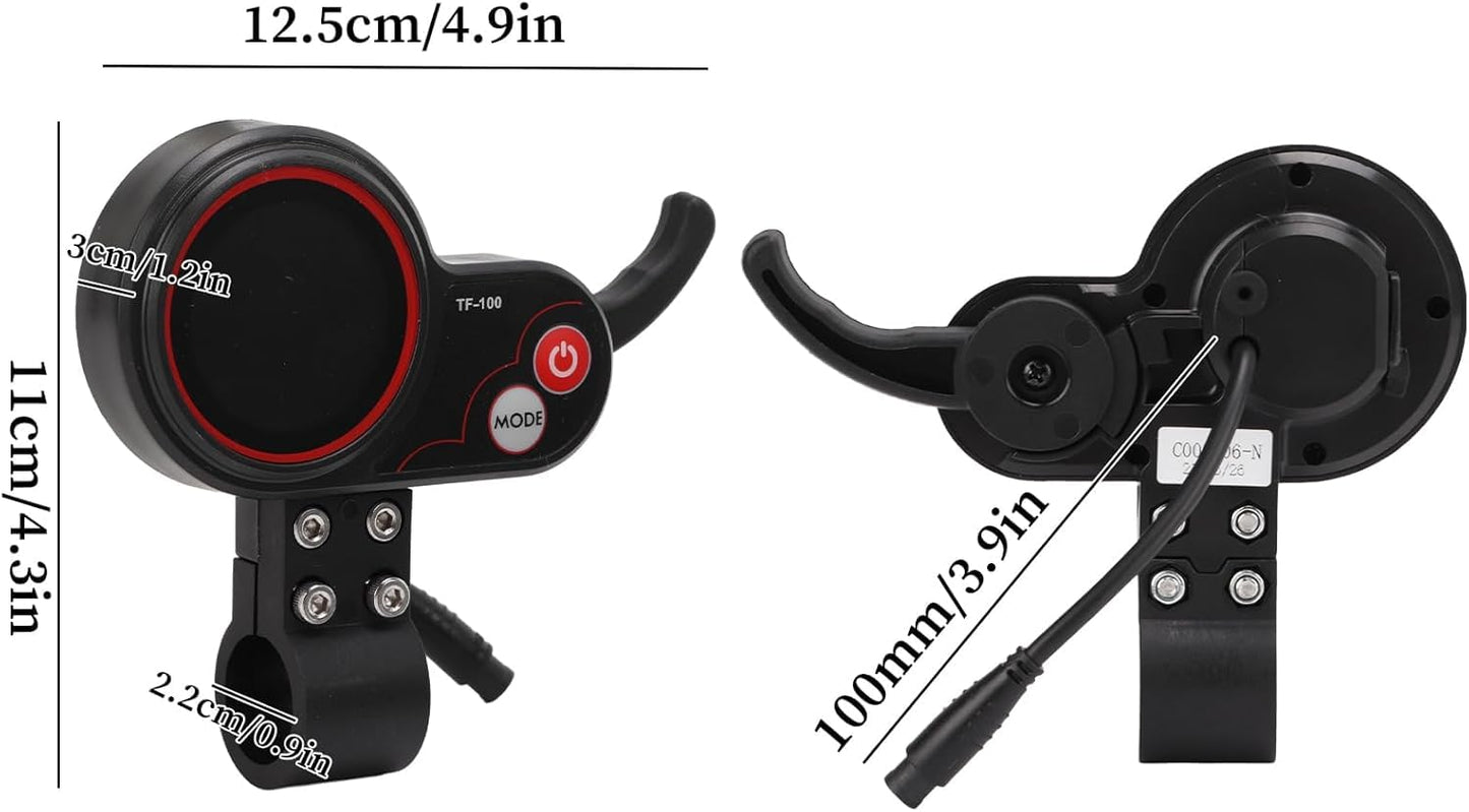 Felixstory 6 Pin Scooter Dashboard Electric Display Panel Kit Fit for KUGOO M4, 48V TF-100 Electric Scooter Screen, Thumb Throttle with Display, with a Waterproof Silicone Cover