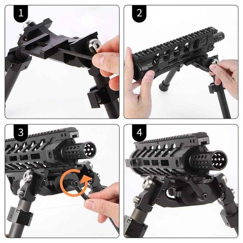 Ajoite 8" - 12" Adjustable Bipod, Heavy Duty Carbon Fiber Tactical Rifle Bipod, Picatinny/Weaver Rail Mount Base
