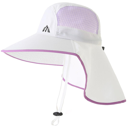 LMLALML Womens Sun Hats Hiking Fishinghat Wide Brim UPF 50+ UV Protection Gardening Hats with Large Neck Flap for Womens and Young Girls White