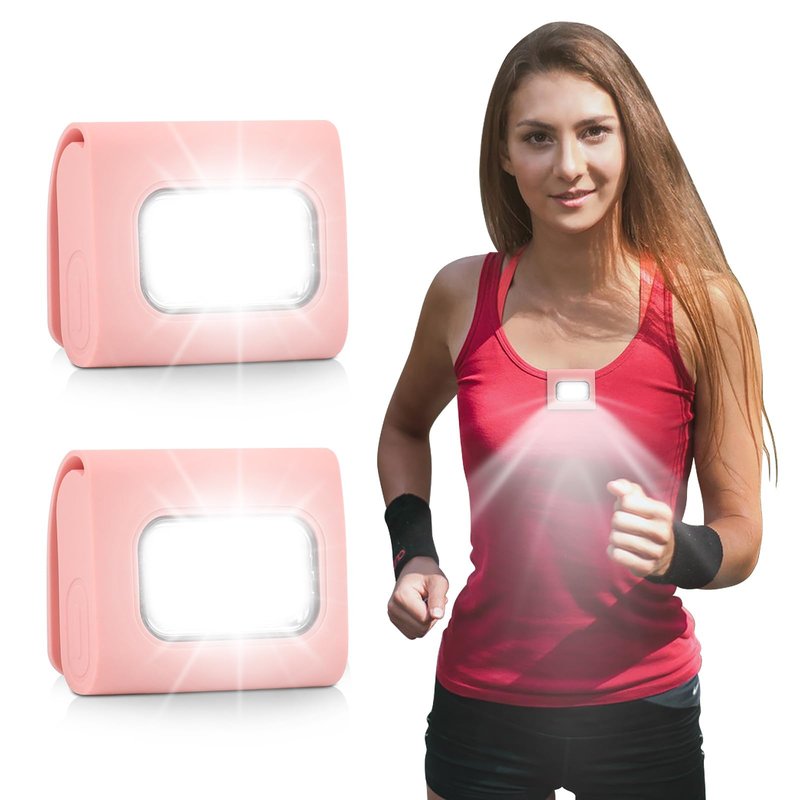 GOANDO Running Lights 2 Pack Safety Jogging LED Light Reflective Running Gear with USB Charging and Strong Magnetic Clip