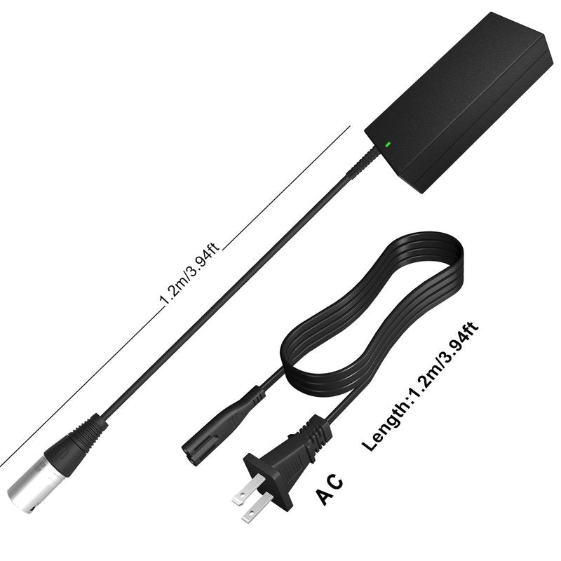 Futurebatt Electric Bike Battery Charger Output 42v 2a with 3-Pin XLR Connector Male for 36V Ebike Battery Adapter Power Cord