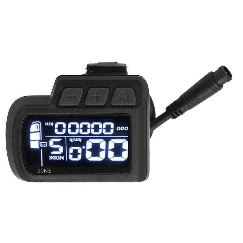 Drfeify EN06 LCD Electric Bike Display Meter with Connector for 22.2mm Handlebar Bike Speed Meter with Light Connector 6pin Wire 24V 36V 48V 60V