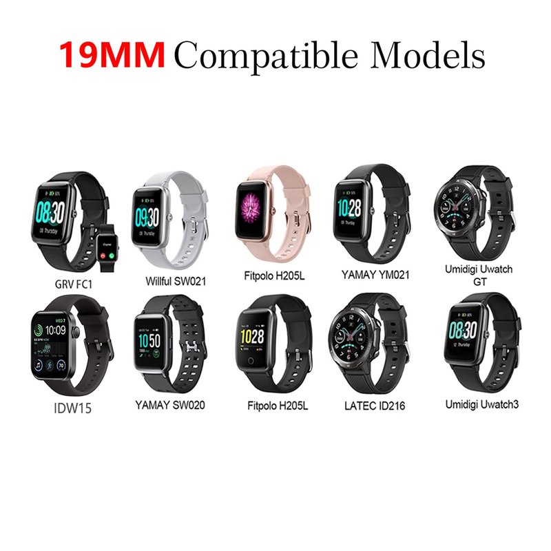 Issinlky 19mm Nylon Braided band for Veryfitpro ID205L, Elastic Round Buckle Strap for GRV FC1 IDW15 ID205S ID205G ID215G ID216 ID205L YM205L BV205L TE021 SW020 SW021 SW023