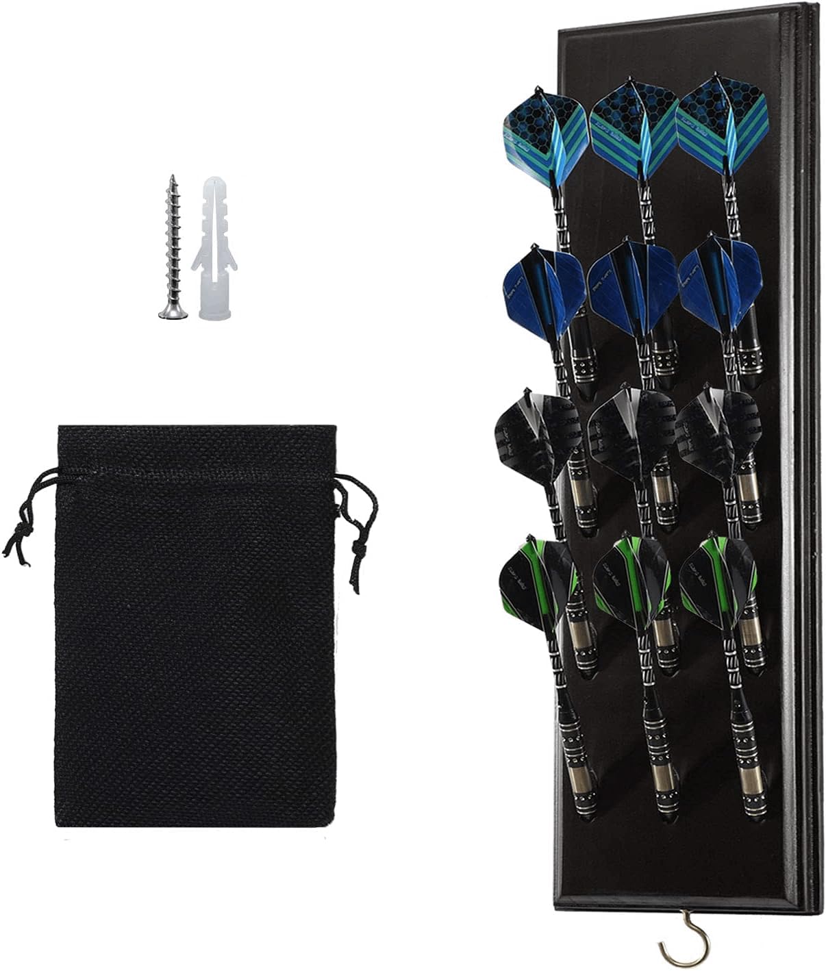 FDLS Wall Mounted Darts Holder, Displays 12 Steel/Soft Tip Darts with Bag