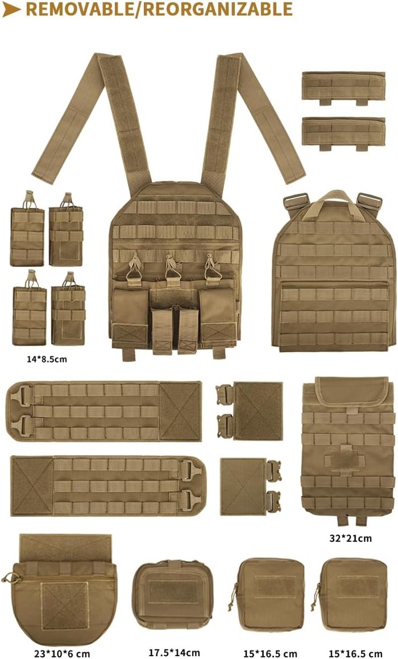 Tactical Training Vest with PALS System - Multi-Pocket, Adjustable Straps & Quick-Release Buckle for Hunting | Black