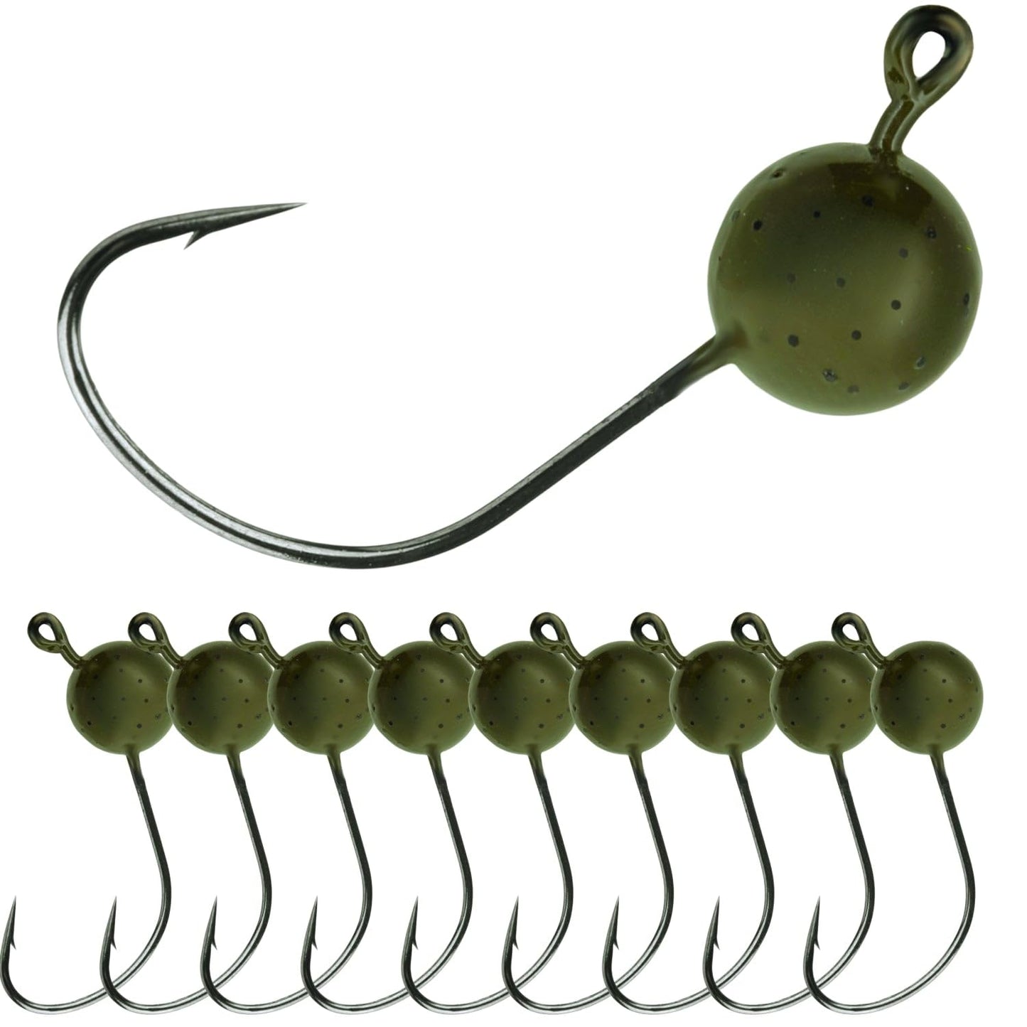 Reaction Tackle Wacky Jig Heads for Bass Fishing, Durable Jig Heads with Sharp Hooks for Finesse and Wacky Rigging, Smallmouth and Largemouth - 1/16 Oz Green Pumpkin (10-Pack)