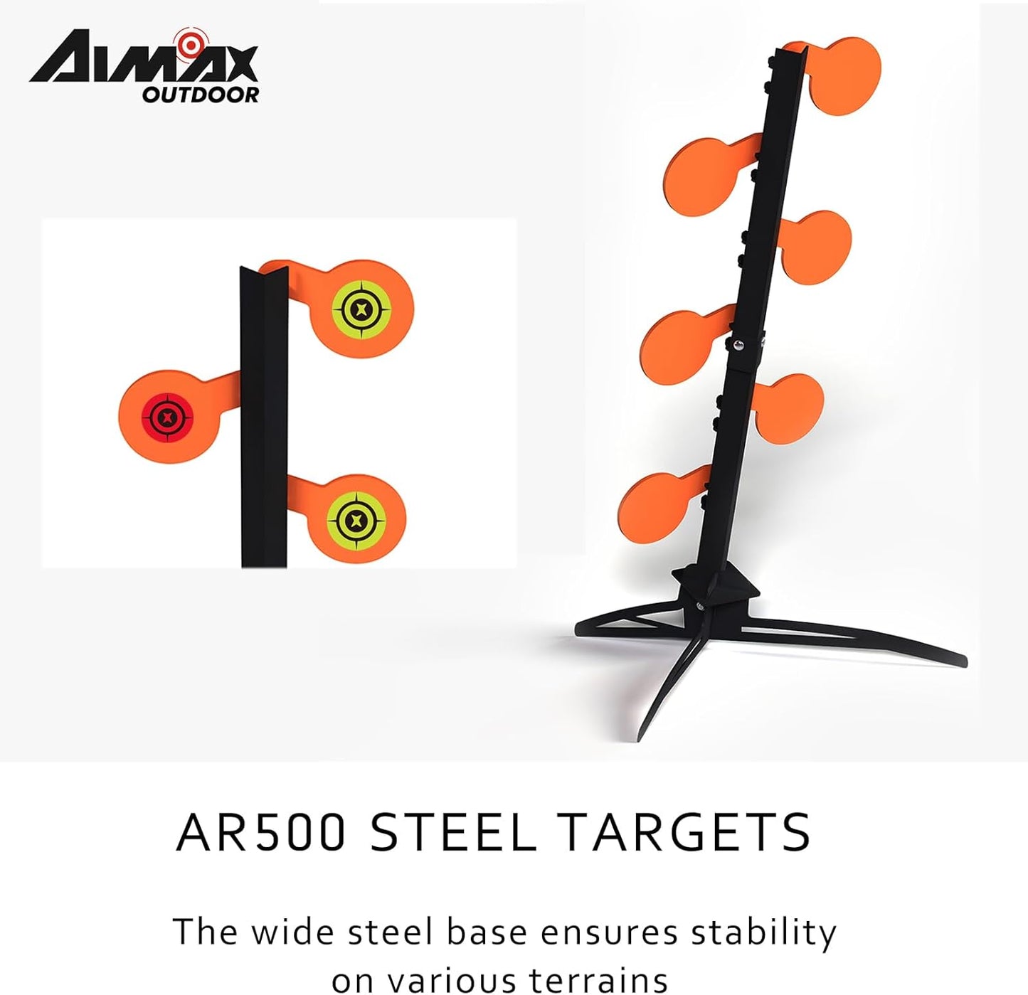 AR500 Dueling Tree Target Kit - 6-Piece Steel Shooting Targets | 6” Diameter x 3/8” Thick for Outdoor Practice
