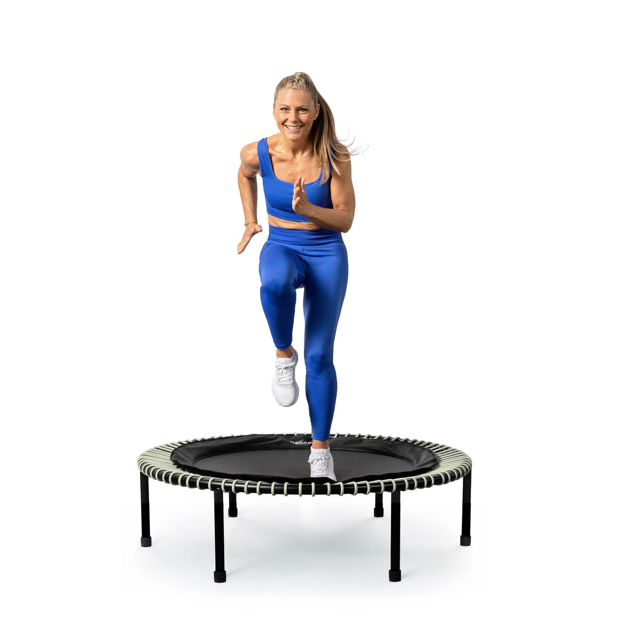 bellicon Mini Trampoline 39'' (Beige) | Bungee Suspension up to 330 lbs | Indoor Fitness Rebounder for Adults | Screw-in Legs