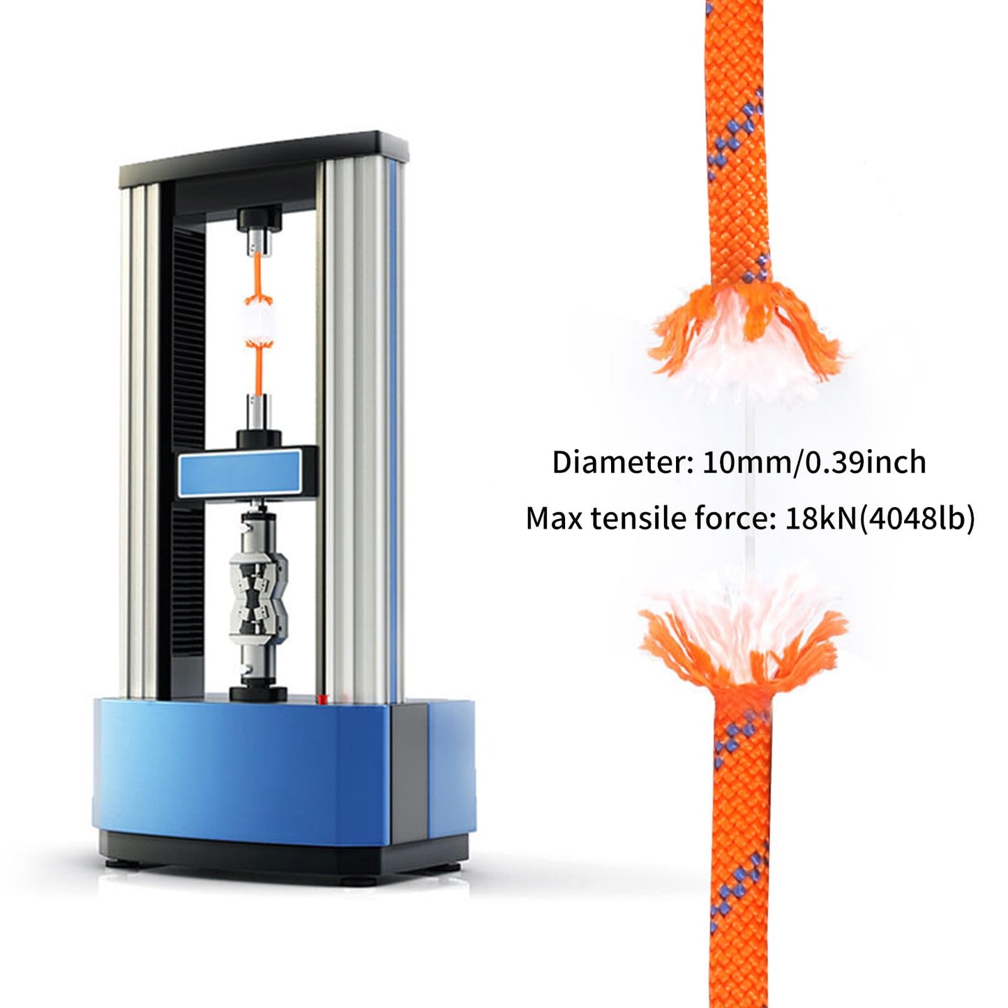 NewDoar Climbing Rope 8(5/16in),10mm (3/8in), High Strength Accessory Cord Rope with 2 Steel Hooks, for Outdoor Rescue Rappelling Rope Down Cliffs ledges Safety Escape Tow Strap Equipment(Orange)